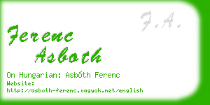 ferenc asboth business card
