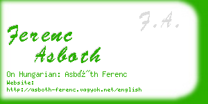 ferenc asboth business card